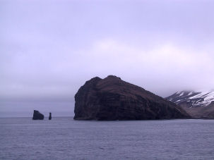 Baily Head. Auf dem Felsvorsprung befindet sich eine der grten Brutkolonien von Zgel-Pinguinen (Kehlstreifen-Pinguinen)